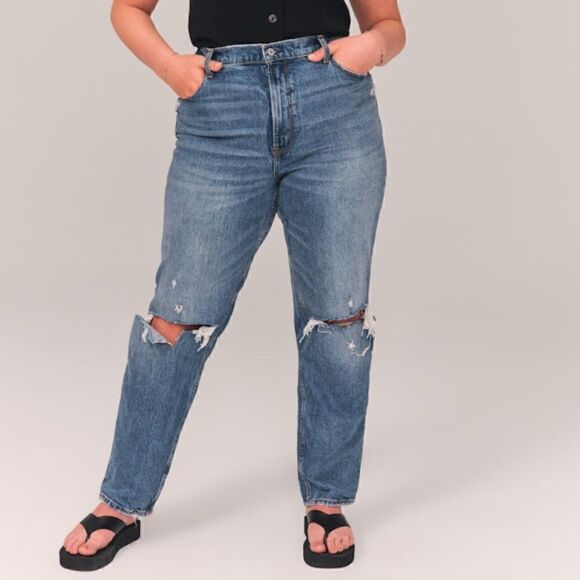 Abercrombie and Fitch The 90s Straight Ultra High Rise Destroyed NWT - Picture 2 of 14